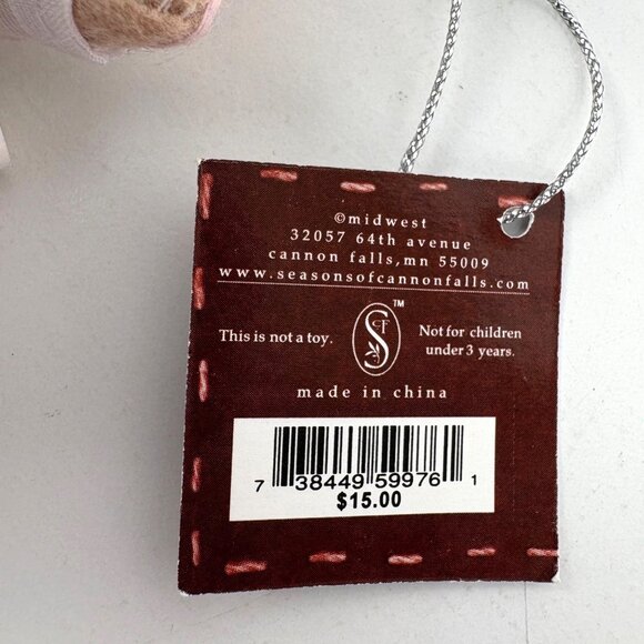 Seasons of Cannon Falls Heart Felts 6” Chef Pig Ornament Tags - Picture 4 of 5